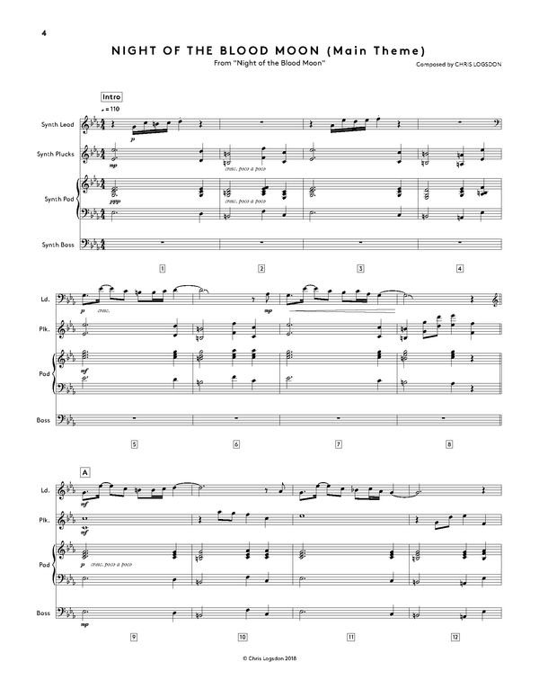 Night Of The Blood Moon (Official Score Book / Digital Sheet Music) Music